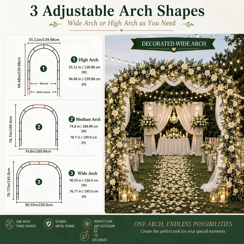Outdoor Flower Garden Arch Trellis 7.8Ft High X 4.6Ft Wide, Metal Garden Pergola Arbor For Climbing Plants, Black