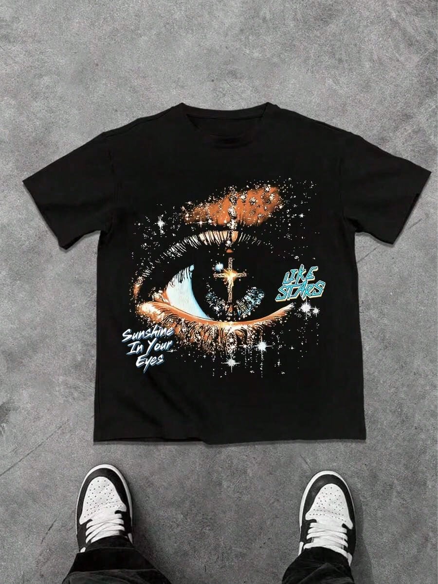 Oversized Y2K-Inspired Letter Print T-Shirt- Casual Crew Neck, Short Sleeve, Machine Washable- Perfect For Spring/Summer/Fall,Fashion Style