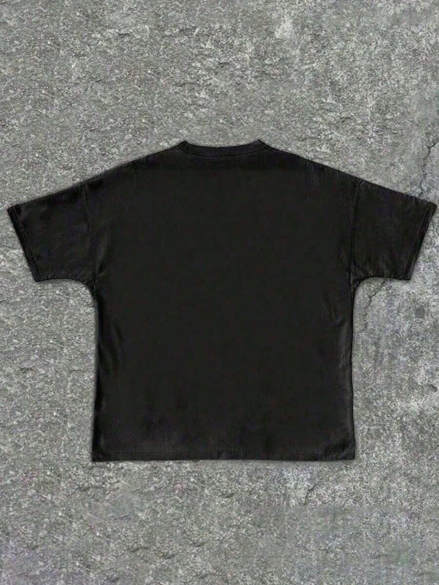 Oversized Y2K-Inspired Letter Print T-Shirt- Casual Crew Neck, Short Sleeve, Machine Washable- Perfect For Spring/Summer/Fall,Fashion Style