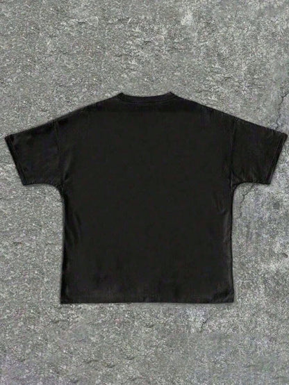 Oversized Y2K-Inspired Letter Print T-Shirt- Casual Crew Neck, Short Sleeve, Machine Washable- Perfect For Spring/Summer/Fall,Fashion Style