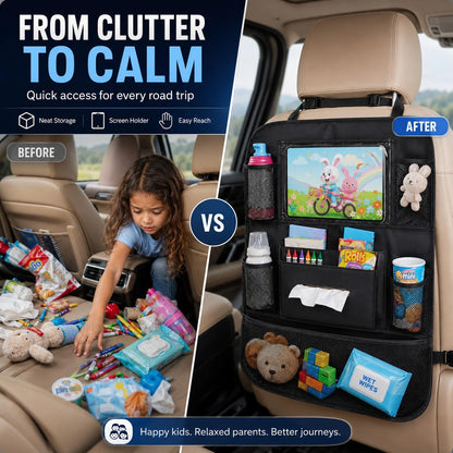 Oxford Cloth Car Seat Back Storage Bag, Hanging Organizer Bag, Large Capacity Wear-Resistant Car Interior Storage Rack