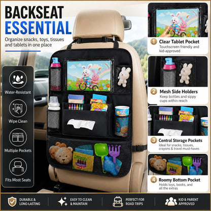 Oxford Cloth Car Seat Back Storage Bag, Hanging Organizer Bag, Large Capacity Wear-Resistant Car Interior Storage Rack