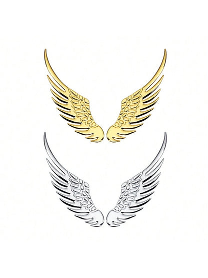 Pair 3D Wings Car Stickers Personalized Badge Emblem Motorcycle Decal Offroad Dual Sport Bike Atv Scooter Chopper Custom