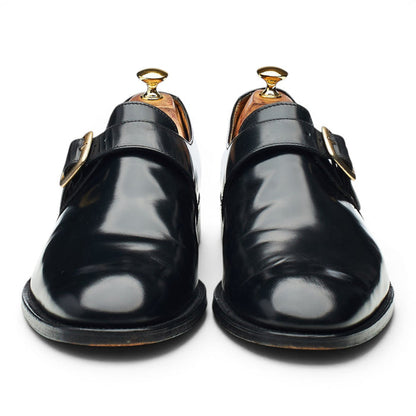 'Paisley' Black Leather Monk Strap UK 11 F
