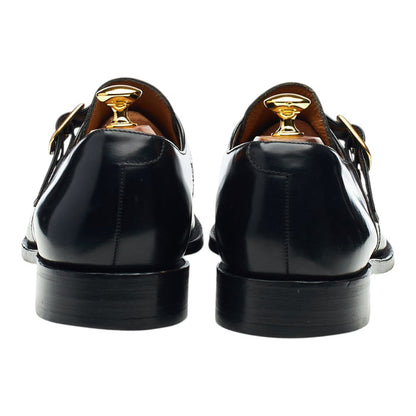 'Paisley' Black Leather Monk Strap UK 11 F