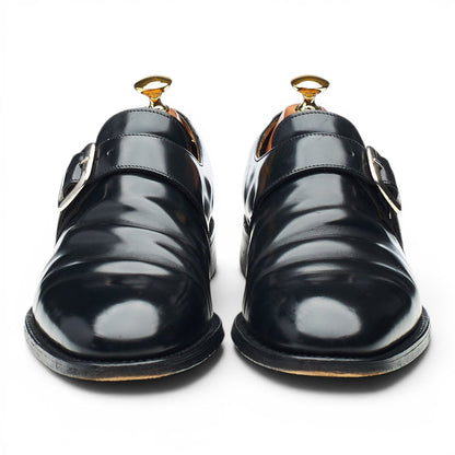 'Paisley' Black Leather Monk Strap UK 7 F