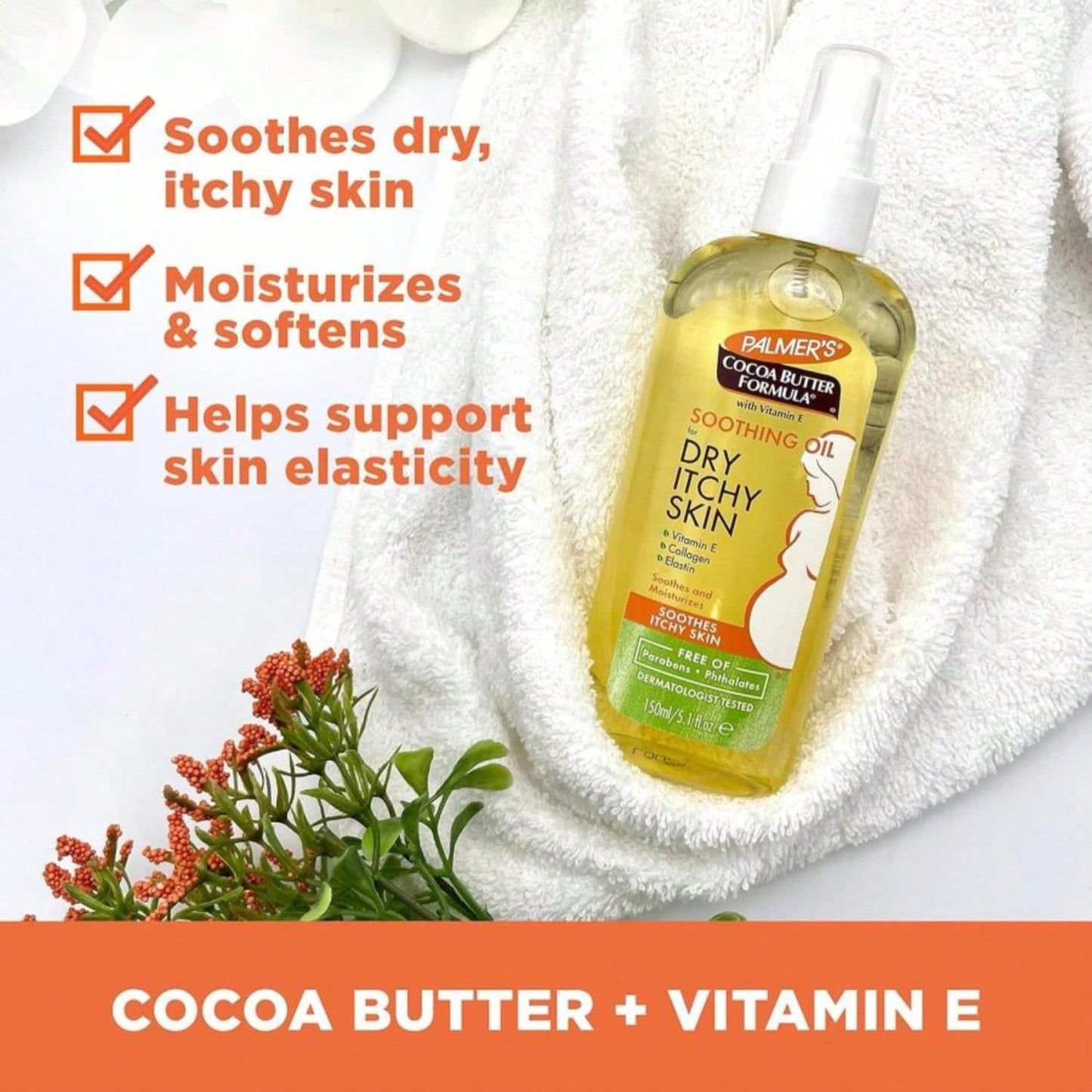 Palmer'S Cocoa Butter Formula Soothing Oil With Vitamin E, Dry, Itchy Skin Relief, Anti-Itch Body Oil, 51 Ounces
