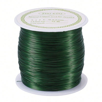 Pandahall 236 Feet Tarnish Resistant Copper Wire 28 Gauge Green Metal Wires Jewelry Beading Wire Jewelry Making (Green)