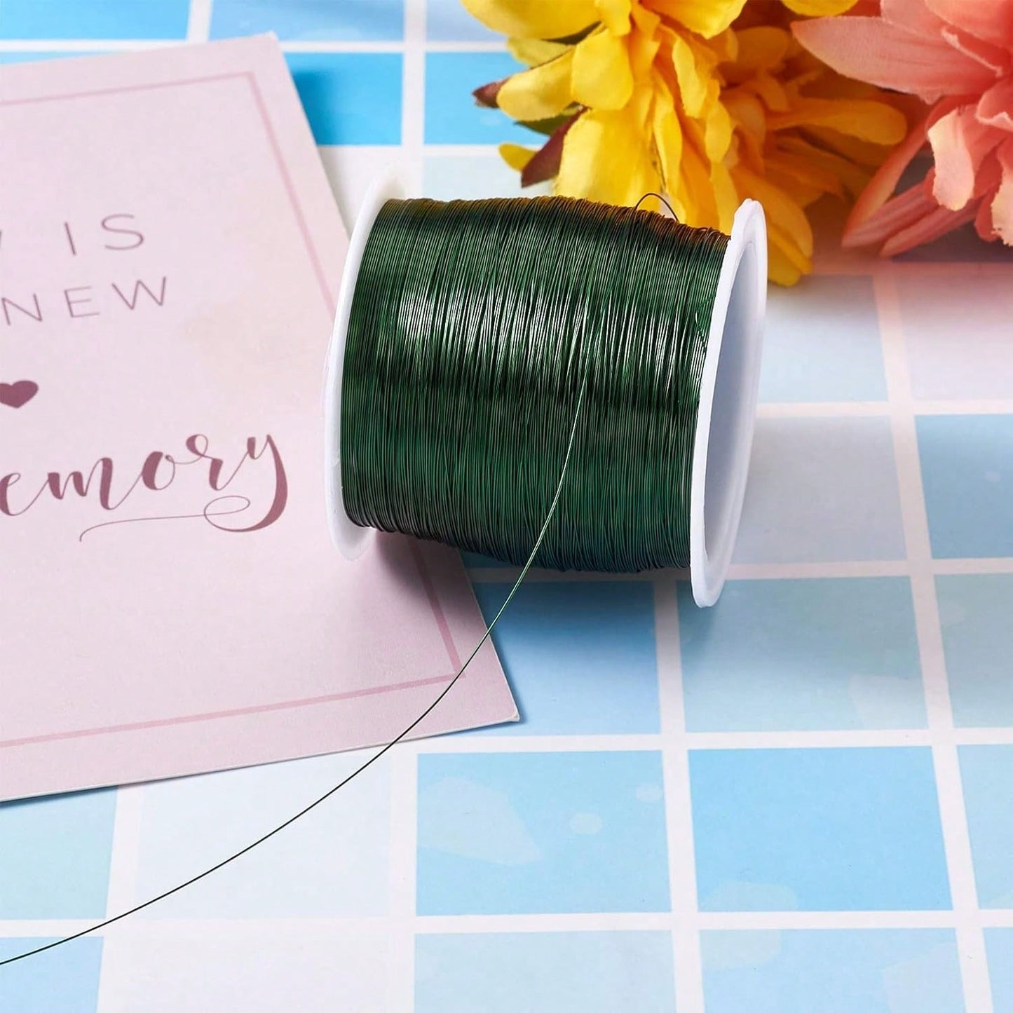Pandahall 236 Feet Tarnish Resistant Copper Wire 28 Gauge Green Metal Wires Jewelry Beading Wire Jewelry Making (Green)