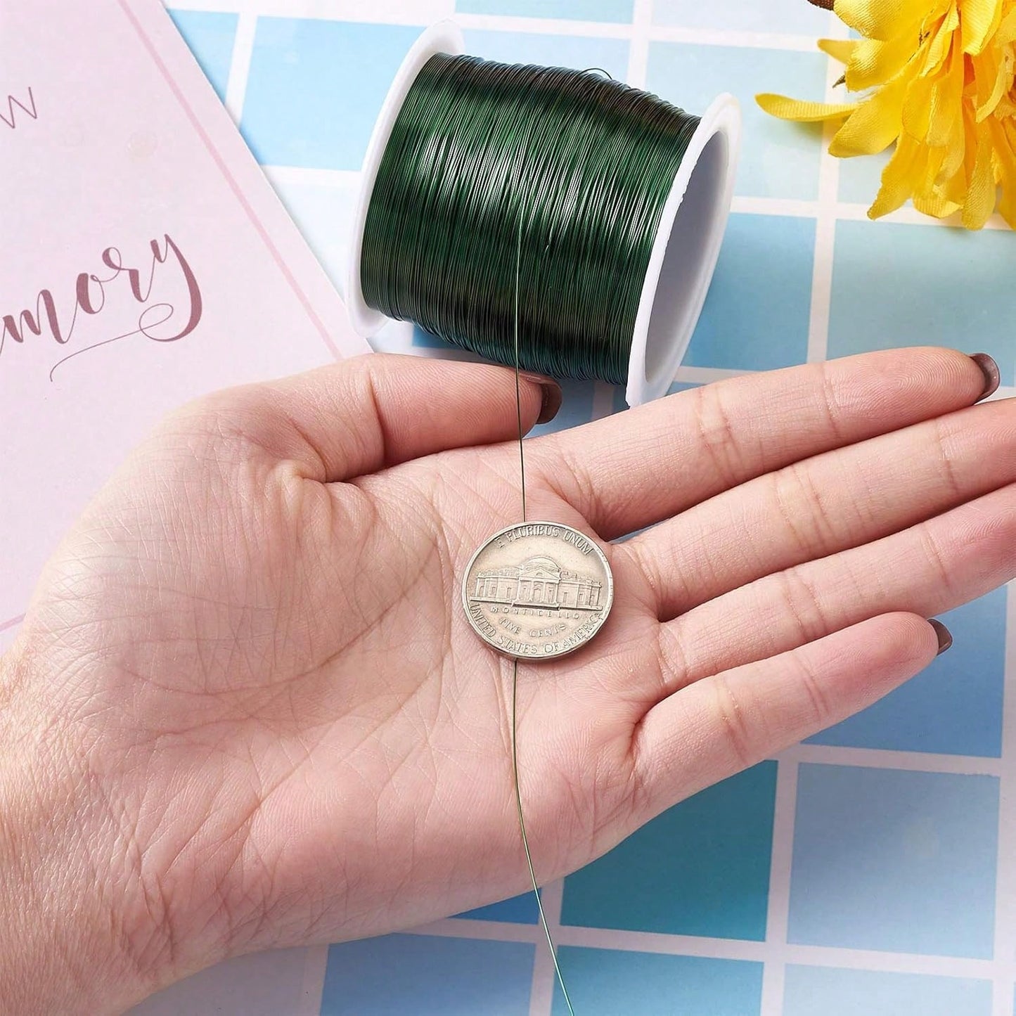 Pandahall 236 Feet Tarnish Resistant Copper Wire 28 Gauge Green Metal Wires Jewelry Beading Wire Jewelry Making (Green)