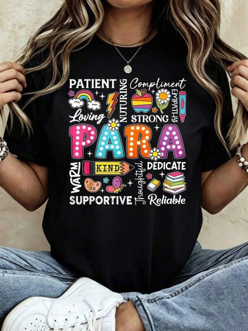 Para Teacher Words And Women's-Shirt Casual Style Everyday Wear And School Events Para Teachers And Educators