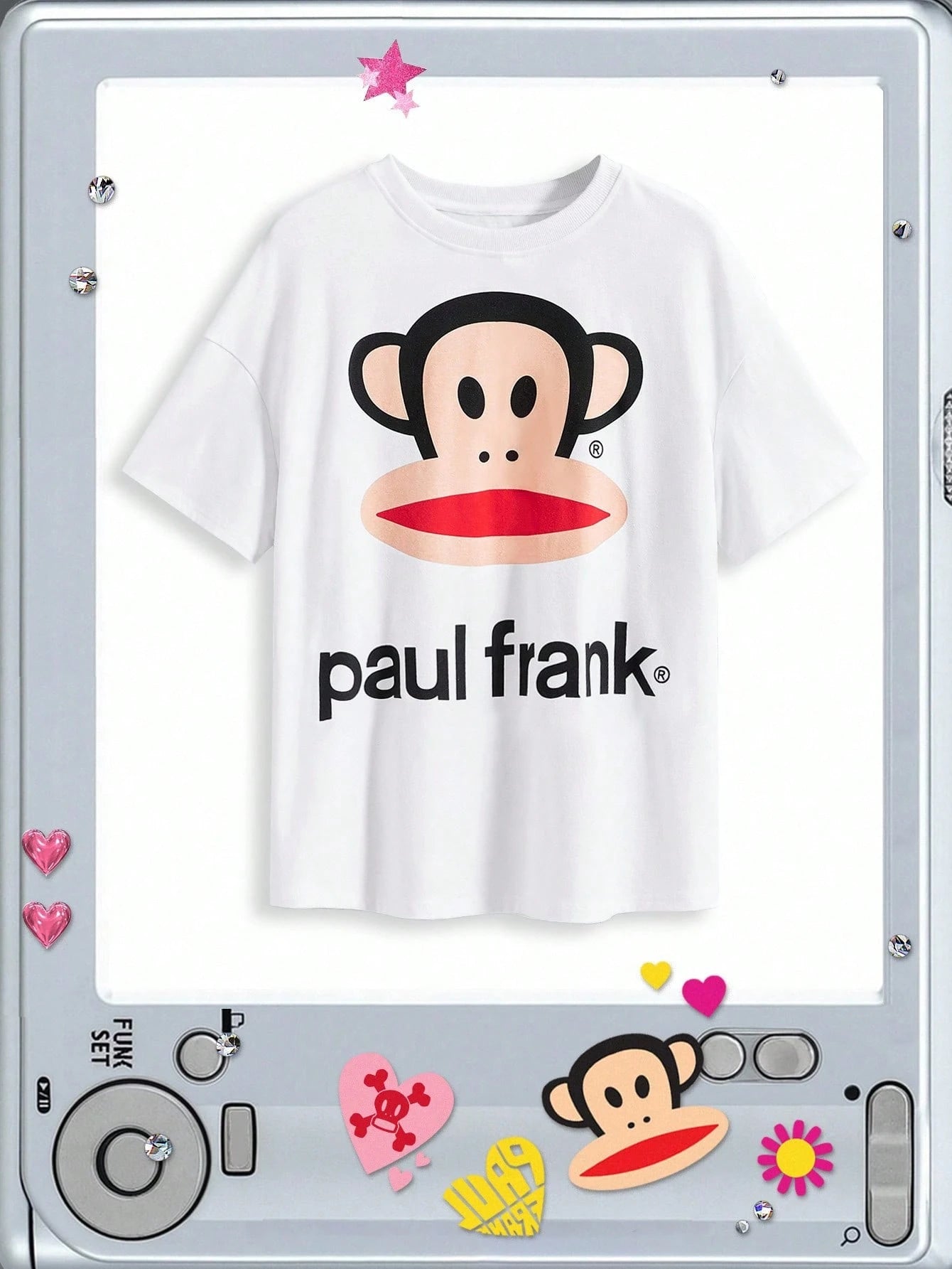 Paul Frank X ROMWE Plus Size Kpop Cute Street Fashion Logo Animal Pattern Women T-Shirt