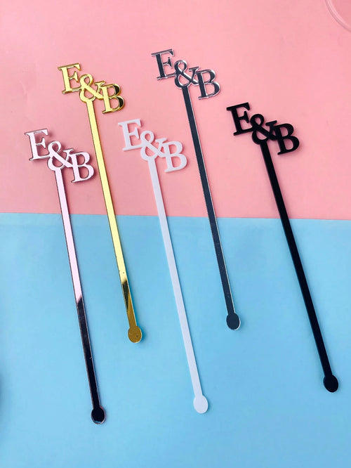 Personalized Acrylic Cocktail Stir Sticks, Wedding Cocktail Sticks, Custom Laser Cut, Can Be Used As Beverage Labels, Glassware Decorations, Glassware Charms, Stir Stick Decorations, Easy To Clean, Mo