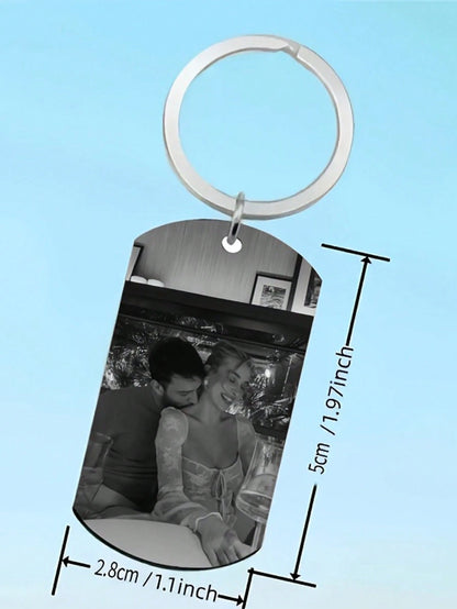 Personalized Engraved Photo Keychain, Anniversary Gift, Backpack Pendant, Birthday Gift, Valentine's Day Gift, Graduation Gift, Christmas Gift, Rose Gold, Platinum, Frosted Gold, Mother's Day Gift, Fa