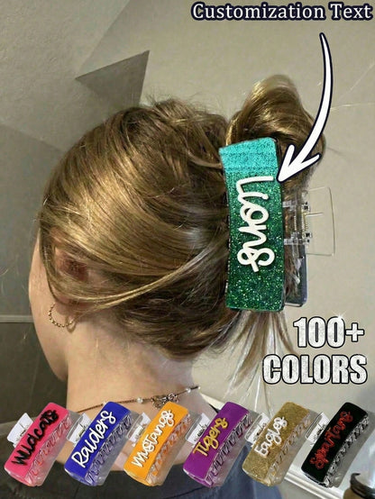 Personalized Gameday Team Name Rainbow Letter Custom Hair Clips, Bridesmaid Gift, Customized Name Hair Accessories, Wedding Claw Clips