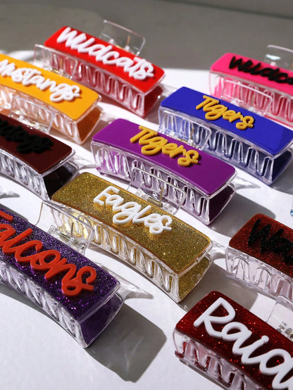 Personalized Gameday Team Name Rainbow Letter Custom Hair Clips, Bridesmaid Gift, Customized Name Hair Accessories, Wedding Claw Clips