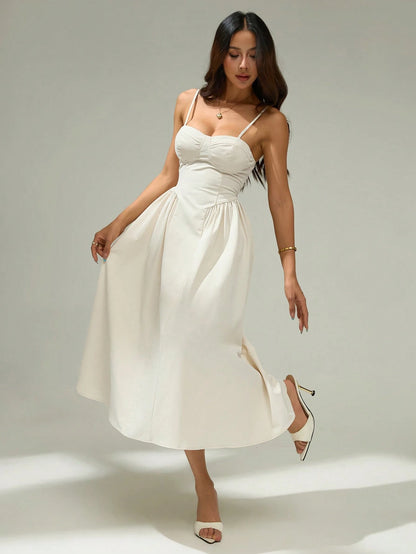 PETITE Elegant Solid Color Sleeveless Dress For Commuting, Summer Black Midi Dress,Elegant Dresses For Women,Petite Women
