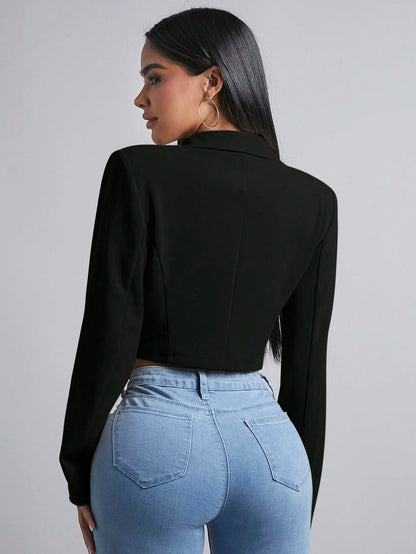 PETITE Women's Short Cut Suit Jacket With Diamond Chain Detailing In Fall/Winter,Petite Women