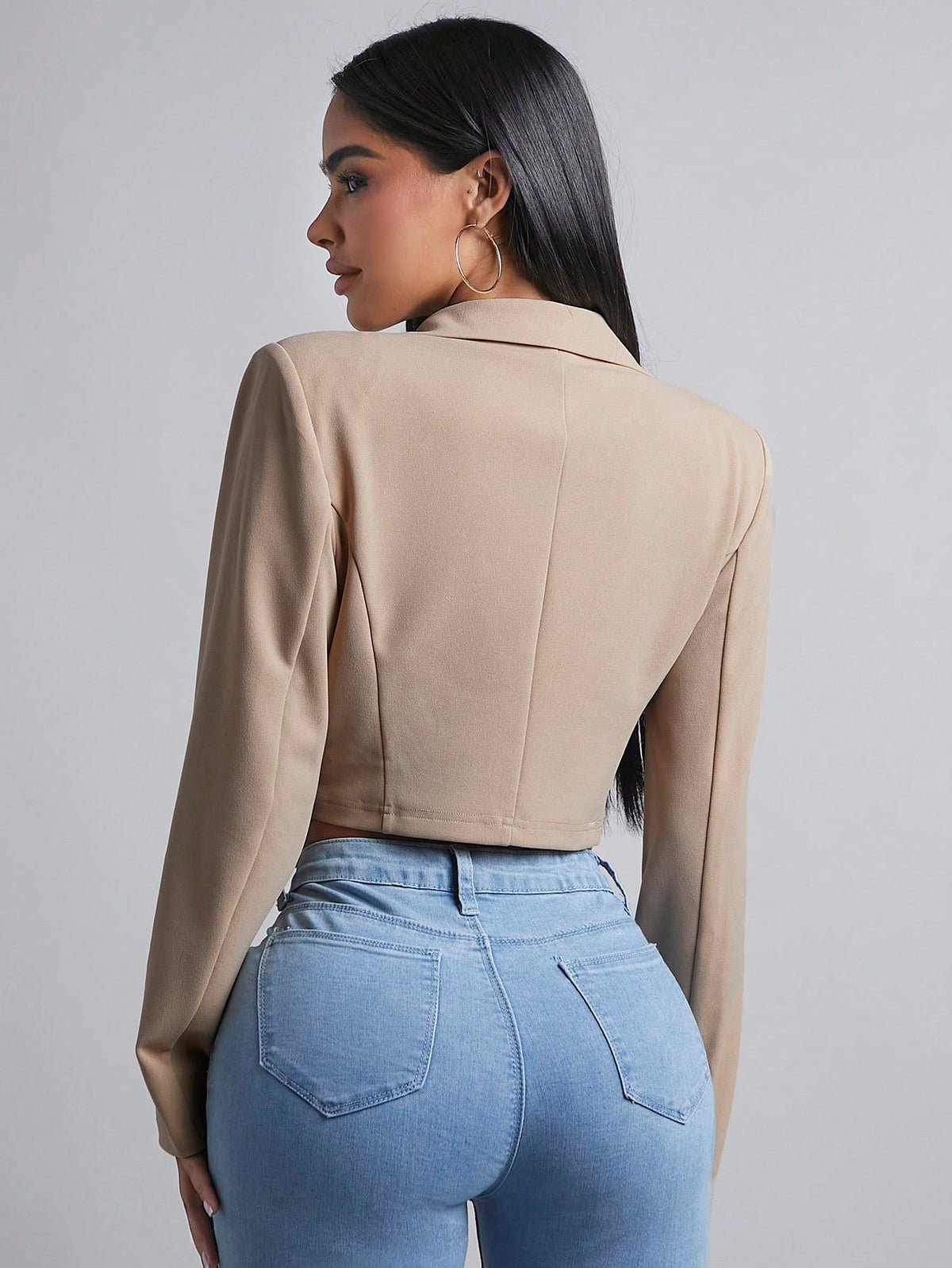 PETITE Women's Short Cut Suit Jacket With Diamond Chain Detailing In Fall/Winter,Petite Women