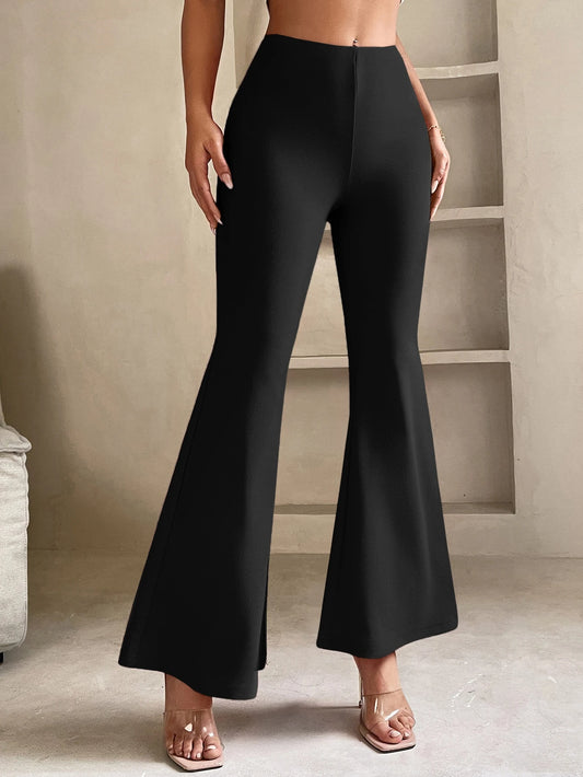 PETITE Women Spring Elegant Black Flare Leg Pants,Petite Women