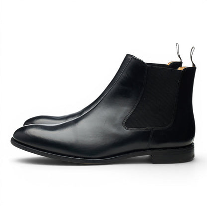 'Petworth' Black Leather Chelsea Boots UK 12 F