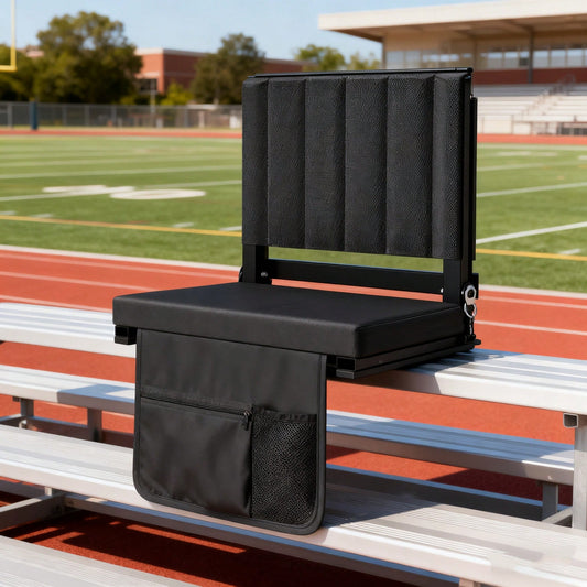 PHOCOENA Stadium Seats With Back Support And Cushion, Thick Padded Bleacher Chair With Shoulder Strap, Portable Folding Seat For Sports Games, Camping And Outdoor Events