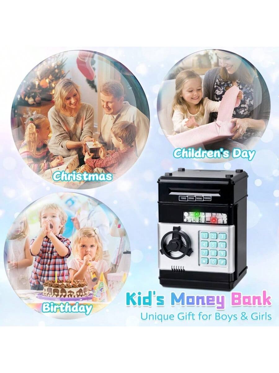 Piggy Bank Cash Coin Can ATM Bank Electronic Coin Money Bank For Kids Age 3-12, Money Savings Box Mini ATM Coin Bank Toys Gifts For 3 4 5 6 7 8 9 10 11 12 Year Old Boys Girls