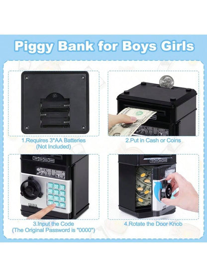 Piggy Bank Cash Coin Can ATM Bank Electronic Coin Money Bank For Kids Age 3-12, Money Savings Box Mini ATM Coin Bank Toys Gifts For 3 4 5 6 7 8 9 10 11 12 Year Old Boys Girls