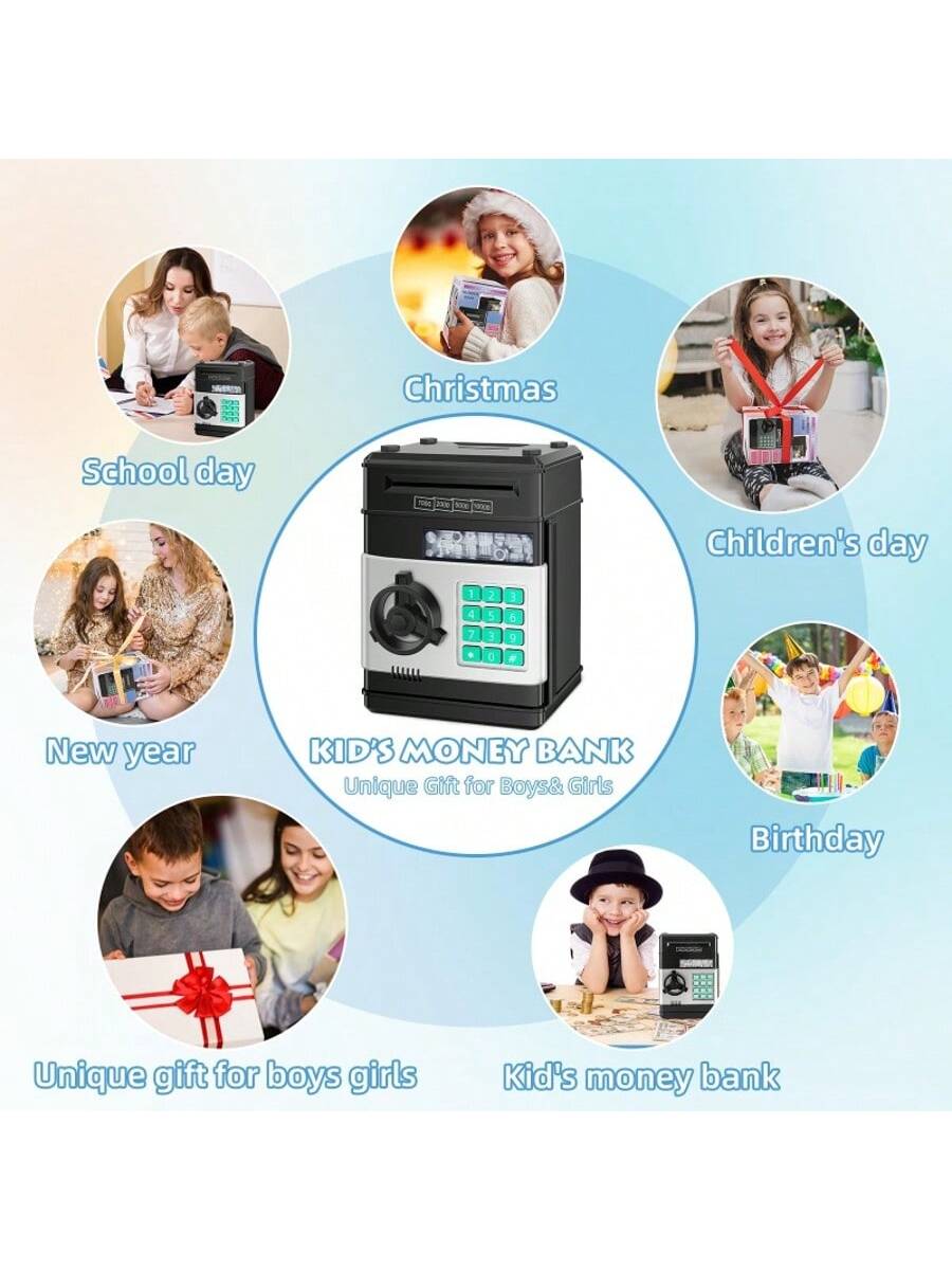 Piggy Bank Cash Coin Can ATM Bank Electronic Coin Money Bank For Kids Age 3-12, Money Savings Box Mini ATM Coin Bank Toys Gifts For 3 4 5 6 7 8 9 10 11 12 Year Old Boys Girls