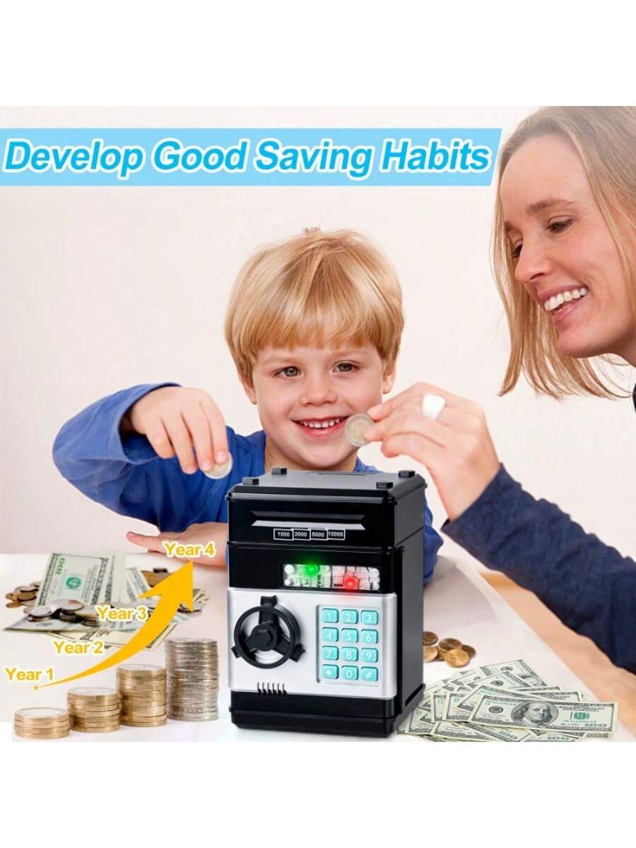 Piggy Bank Cash Coin Can ATM Bank Electronic Coin Money Bank For Kids Age 3-12, Money Savings Box Mini ATM Coin Bank Toys Gifts For 3 4 5 6 7 8 9 10 11 12 Year Old Boys Girls