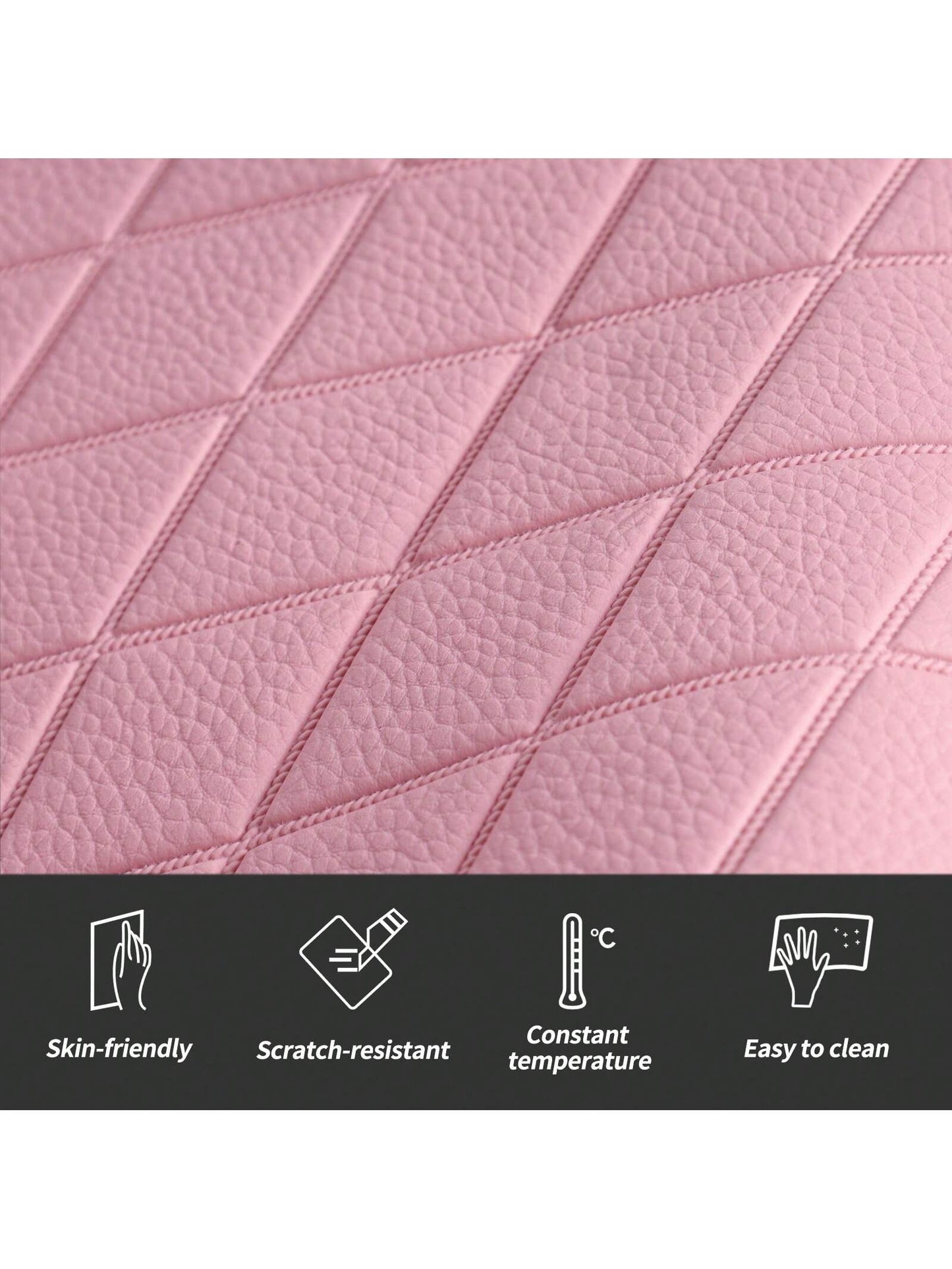 Pink PU Leather Car Seat Cushions For 2 Front Seats, 6-Piece Set, Adorned With Artificial Diamonds, Sparkling And Shiny, Waterproof, Non-Slip, Easy To Clean, Suitable For Four-Season Use.