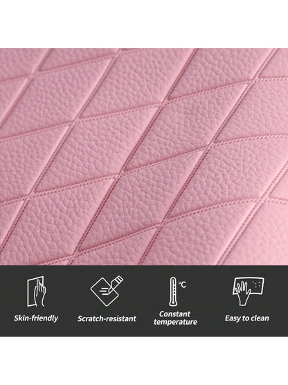 Pink PU Leather Car Seat Cushions For 2 Front Seats, 6-Piece Set, Adorned With Artificial Diamonds, Sparkling And Shiny, Waterproof, Non-Slip, Easy To Clean, Suitable For Four-Season Use.