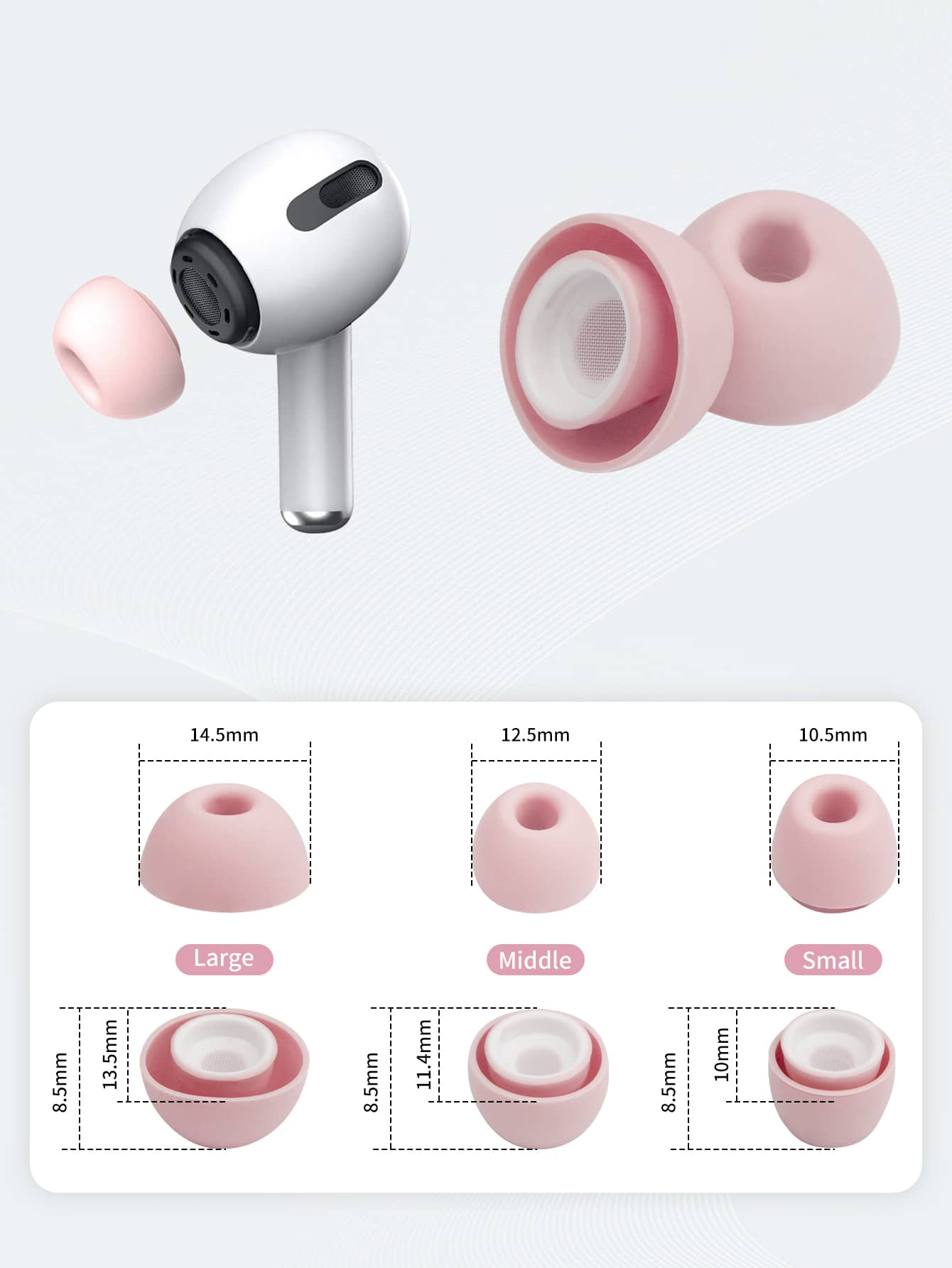 Pink Silicone Earphone Silicone Earmuff Apple Pink 6pcs Silicone Earphone Earmuff Compatible With Airpods Pro Spring Gift