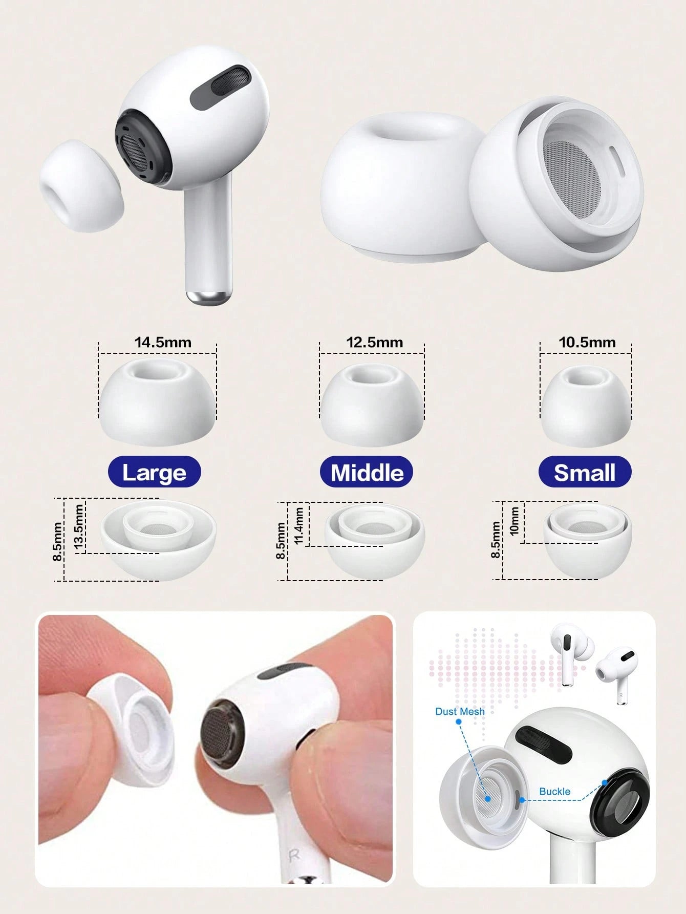 Pink Silicone Earphone Silicone Earmuff Apple Pink 6pcs Silicone Earphone Earmuff Compatible With Airpods Pro Spring Gift