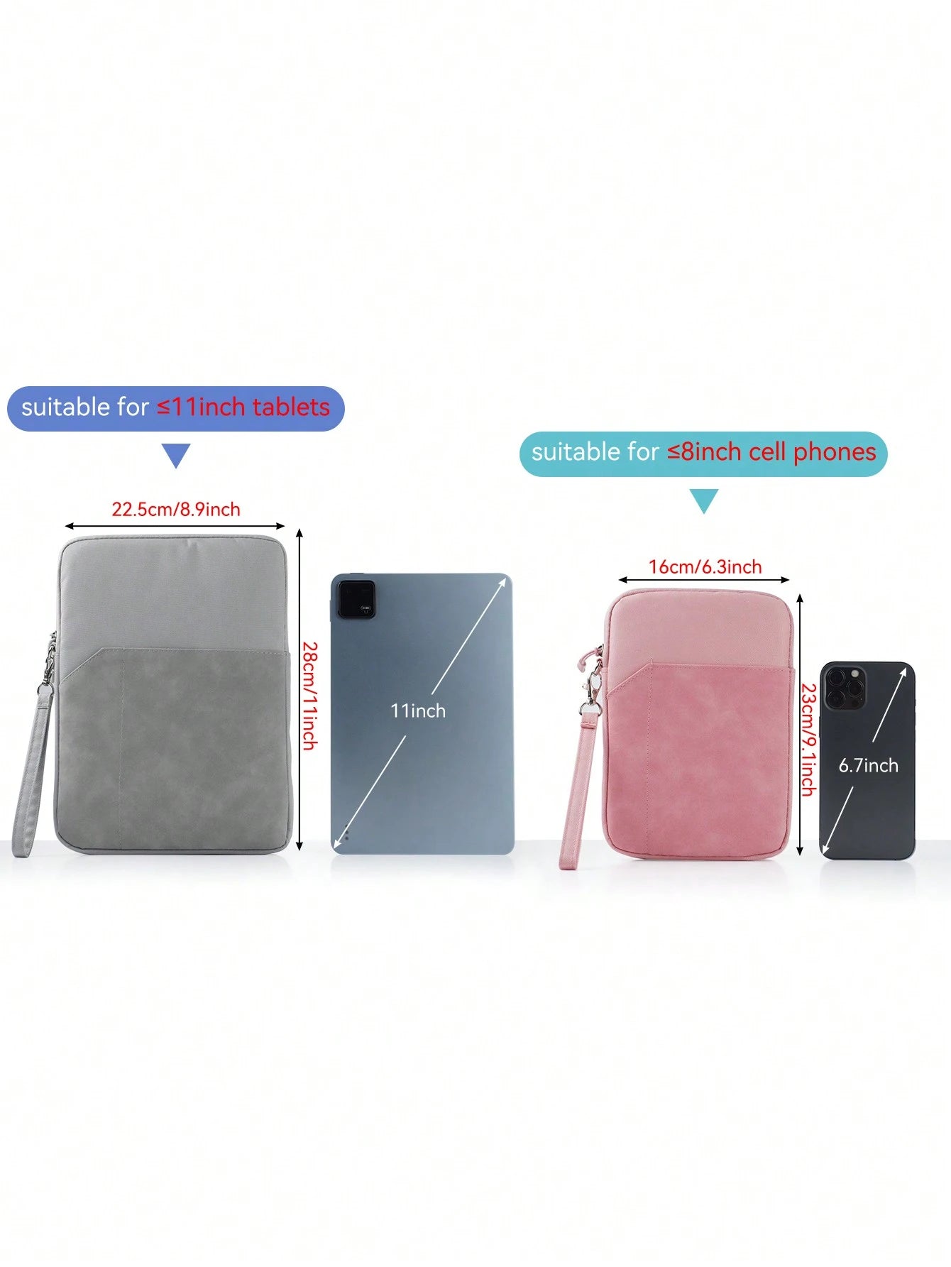 Pink Splicing Design Basic Pad Case DANYCASE 10.8-13.3 Inch Tablet Laptop Sleeve Bag, 8 Inch Electronics Organizer Pouch With Padded Protection, Compatible With IPad, AWEI Devices Women Gift Birthday