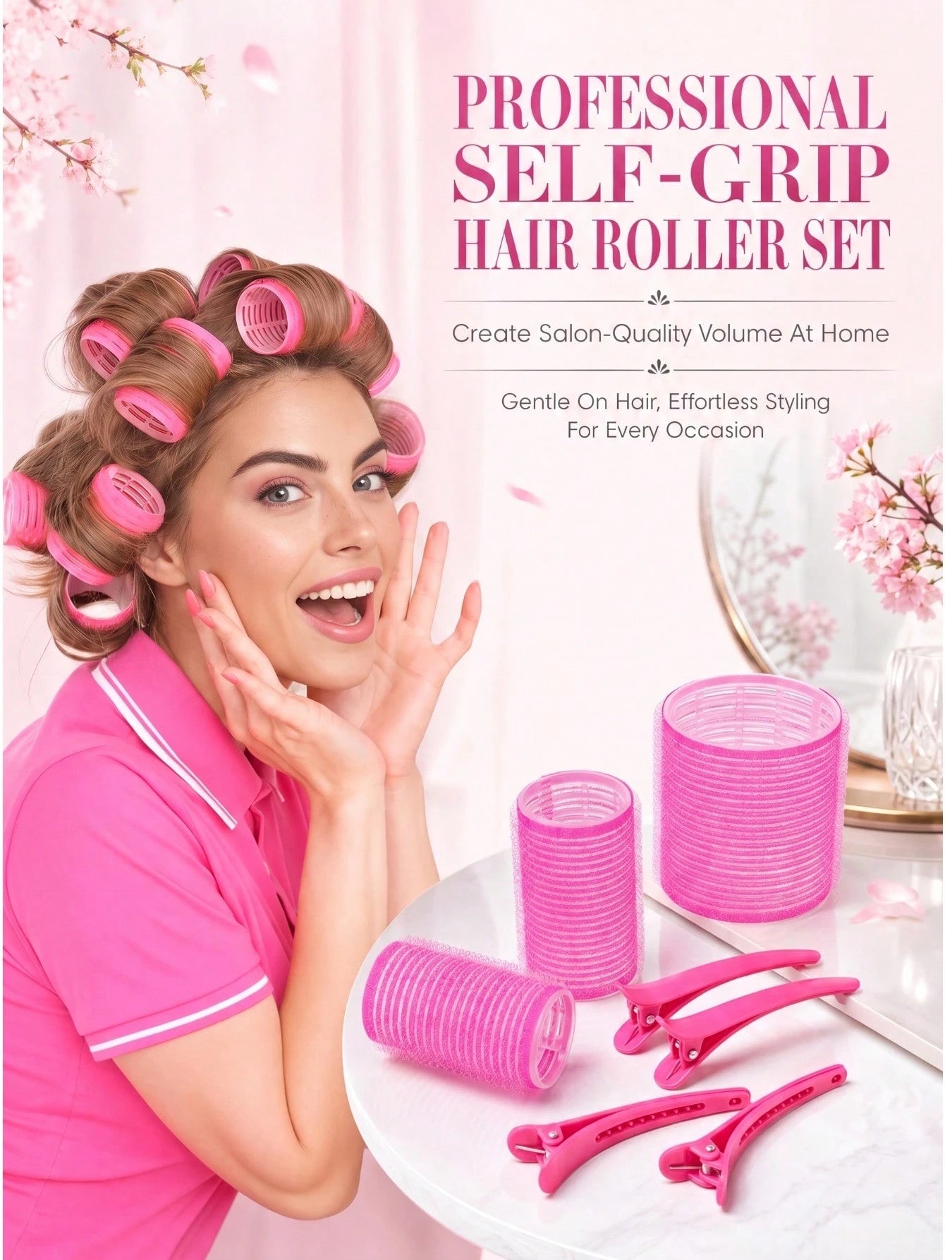 Plastic Self-Adhesive Heatless Hair Curler Set, Multi-Size Hair Rollers, DIY Hair Styling Tools, Self-Adhesive Hair Rollers, Home DIY Magic Styling Hair Curler, Women's Beauty Tools