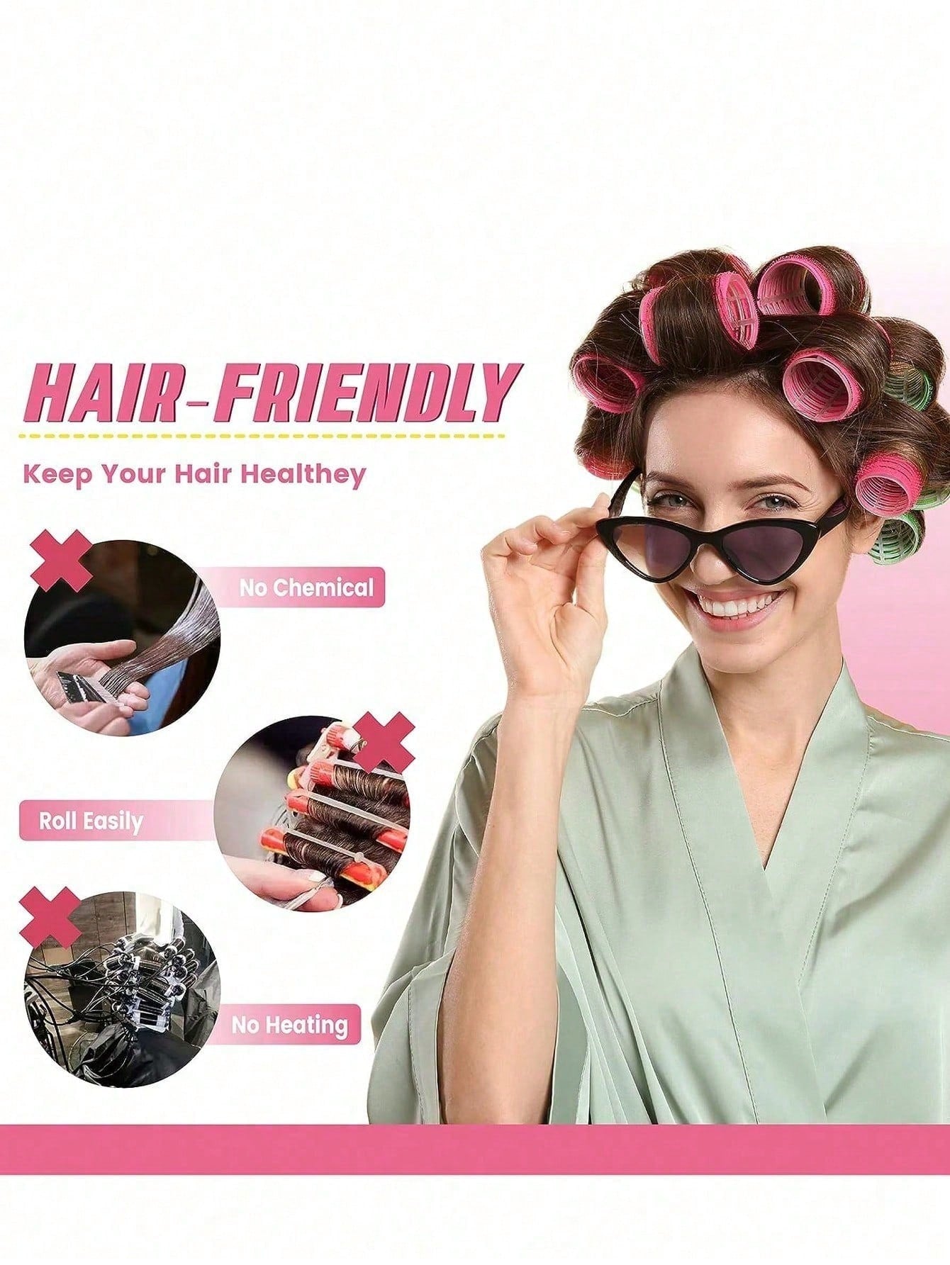 Plastic Self-Adhesive Heatless Hair Curler Set, Multi-Size Hair Rollers, DIY Hair Styling Tools, Self-Adhesive Hair Rollers, Home DIY Magic Styling Hair Curler, Women's Beauty Tools
