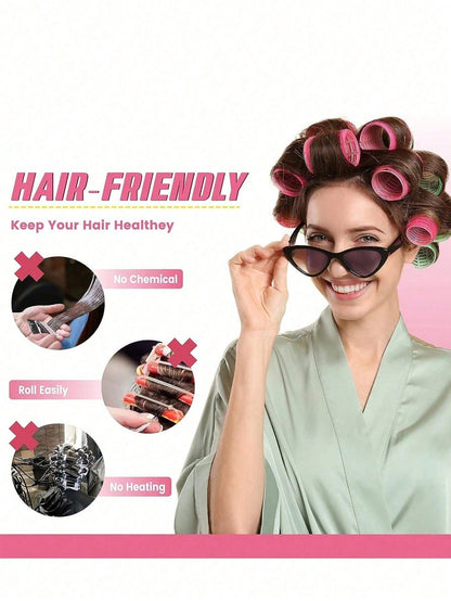Plastic Self-Adhesive Heatless Hair Curler Set, Multi-Size Hair Rollers, DIY Hair Styling Tools, Self-Adhesive Hair Rollers, Home DIY Magic Styling Hair Curler, Women's Beauty Tools