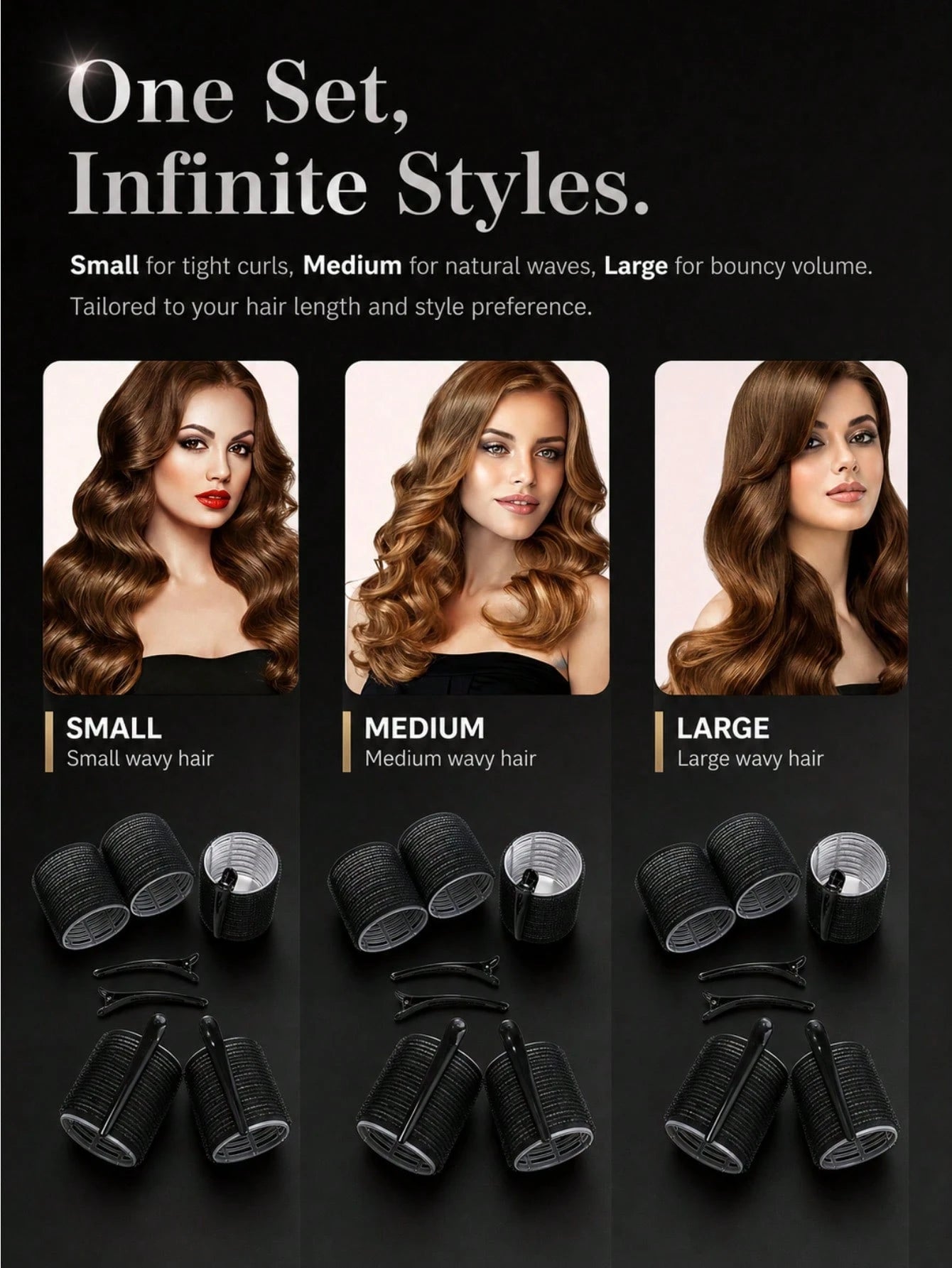 Plastic Self-Adhesive Heatless Hair Curler Set, Multi-Size Hair Rollers, DIY Hair Styling Tools, Self-Adhesive Hair Rollers, Home DIY Magic Styling Hair Curler, Women's Beauty Tools