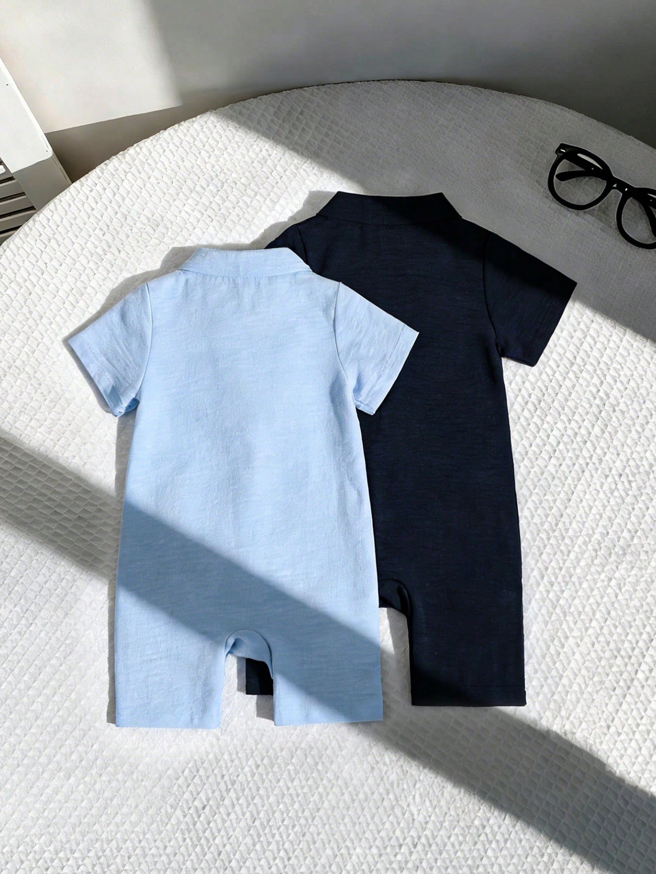Playful Pals 2-Pack Infant Baby Boy Polo Romper, Short Sleeve Button Up Jumpsuit With Horse Embroidery, Summer Soft Clothes Set,Casual Gentleman One-Piece Outfit