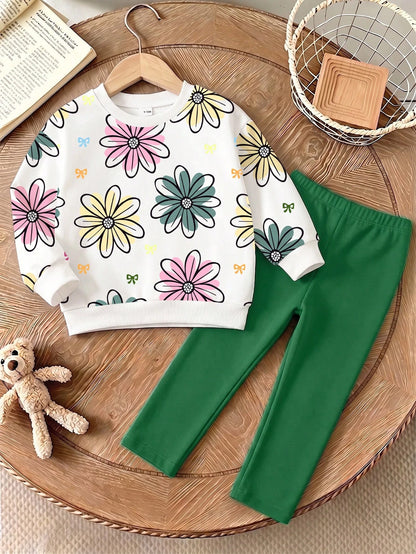 Playful Pals 6pcs Baby Girl Black And White,Autumn,Cute,Family Matching Outfit Set,Leopard Print,Bow,Flower,Heart,Letter Sweatshirt & Leggings,Fall Winter Clothes