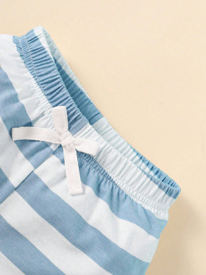 Playful Pals Baby Boy 5pcs Simple Solid Color Striped Shorts