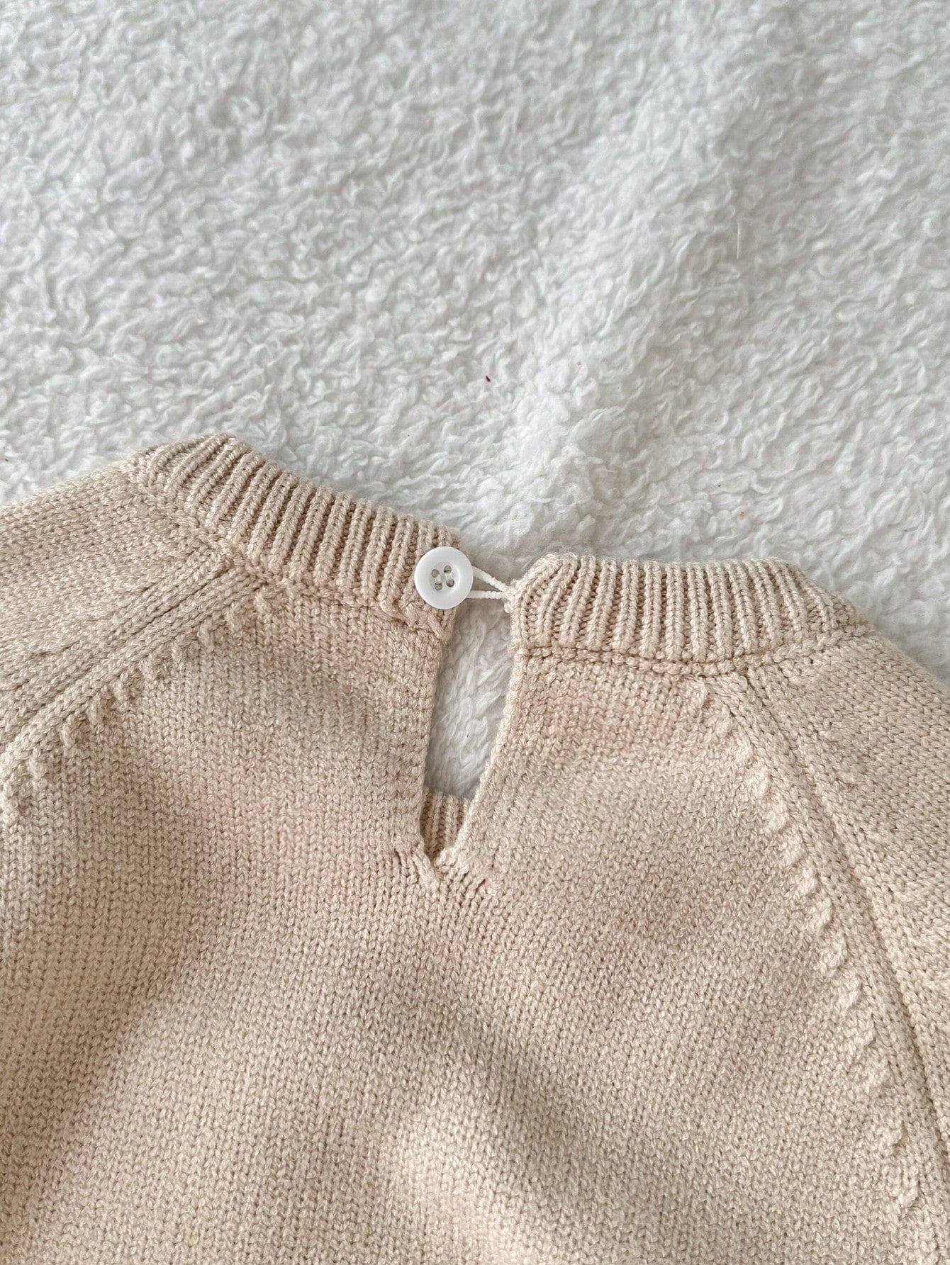 Playful Pals Baby Boy Beige Autumn Knitted Bodysuit,Funny Graphic Little Horse Pattern,Soft Casual Fashionable Matching Family Romper For Winter Daily Scenes