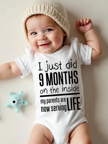 Playful Pals Baby Boy Casual Fashion Simple Creative Letter Slogan Graphic Print Triangle Style Short Sleeve Bodysuit