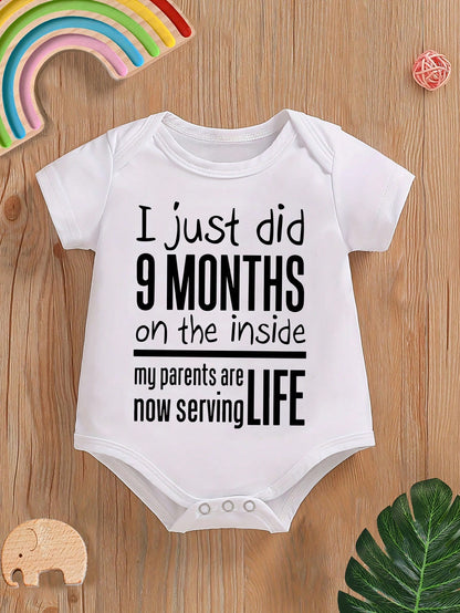 Playful Pals Baby Boy Casual Fashion Simple Creative Letter Slogan Graphic Print Triangle Style Short Sleeve Bodysuit