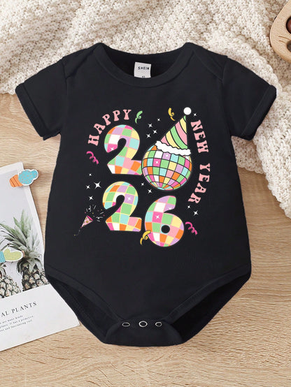 Playful Pals Baby Boy Casual Fashion Simple Creative Letter Slogan Graphic Print Triangle Style Short Sleeve Bodysuit