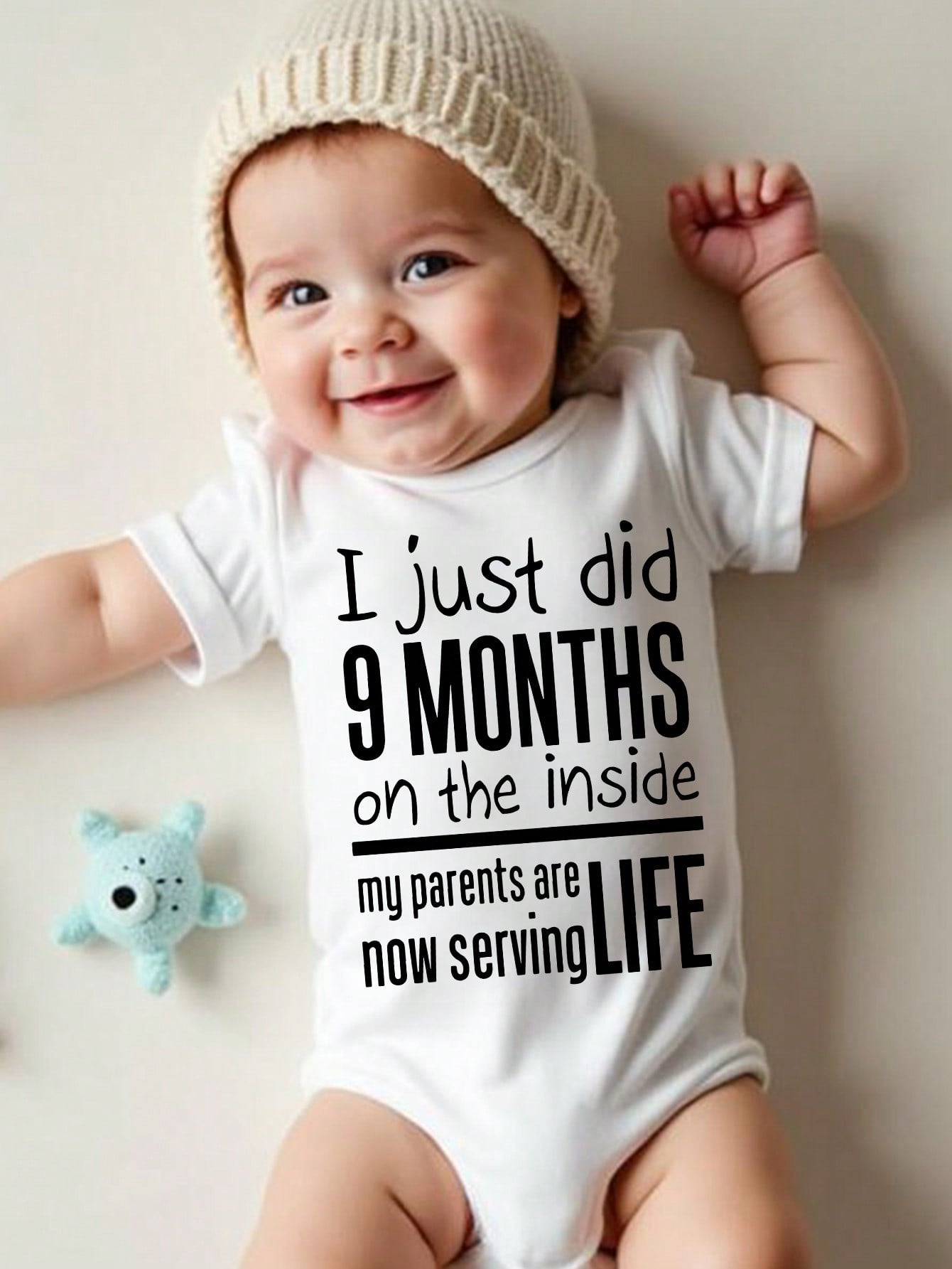 Playful Pals Baby Boy Casual Fashion Simple Creative Letter Slogan Graphic Print Triangle Style Short Sleeve Bodysuit