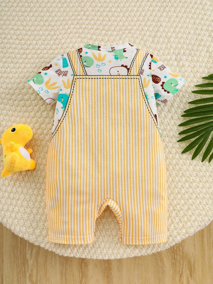 Playful Pals Baby Boy Cute Animal Party Illustration, Comfortable And Soft One-Piece Pants, Suitable For Daily Outings And Festival Gifts