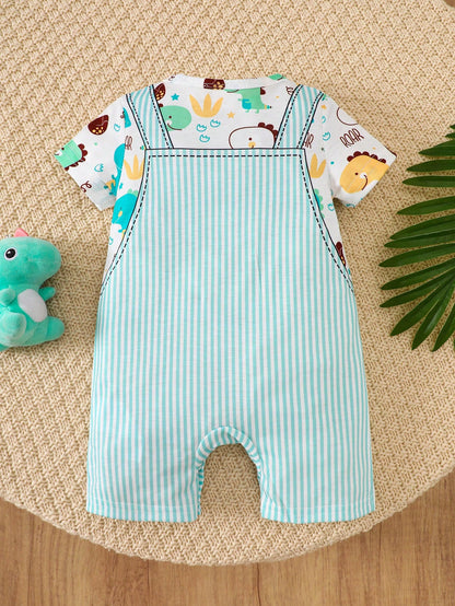 Playful Pals Baby Boy Cute Animal Party Illustration, Comfortable And Soft One-Piece Pants, Suitable For Daily Outings And Festival Gifts