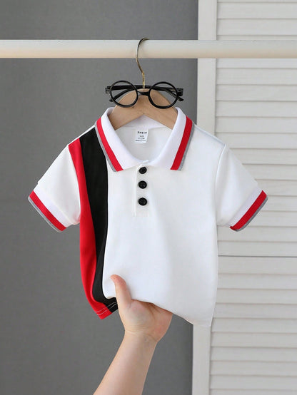Playful Pals Baby Boy Knitted Polo Tops. It's Suitable For Wearing When Going On Outings, Attending School, Or At Parties.Tops Unisex Summer.